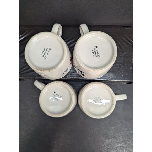 Vintage Newcor Stoneware Copenhagen Design 6 Oz Flat Coffee/Tea Cups Set of 4 - Picture 7 of 8